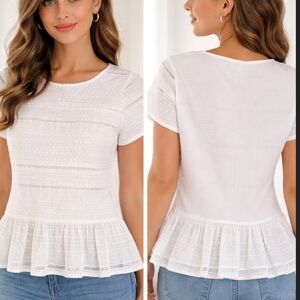 Joules Elegant White Peplum Blouse